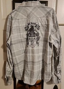 Rock Revival Camicia Uomo L Grigio Bianco Western Snap L/S Punto Spessore 23" P2P - Foto 1 di 7