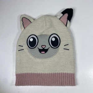 Gabby's Dollhouse Hat  Pink Ivory  Knit Sparkle Cat Face Beanie - Picture 1 of 4