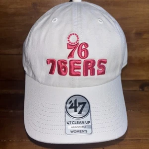 ‘47 Clean Up Women’s Philadelphia 76ers Adjustable Hat Luminance White Pink NEW - Picture 1 of 5