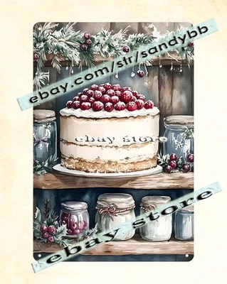 Cake Display Tin Sign Rustic Bakery Christmas Art - Image 1 of 4