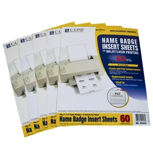 C-Line White Badge Inserts 3x4", 300 Total – 5 Packs, Inkjet/Laser Printable - Picture 1 of 1