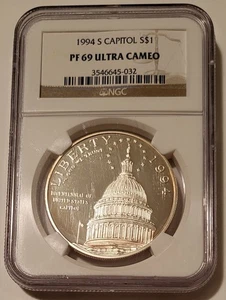 NGC 1994 S Capitol Commemorative Silver Dollar PF69 UC Toning* - Picture 1 of 2