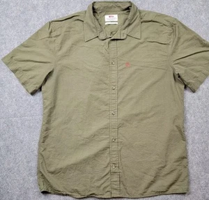 Fjallraven Ovik Travel Shirt Men Green Short Sleeve Hemp Blend Button Up Summer - Picture 1 of 11