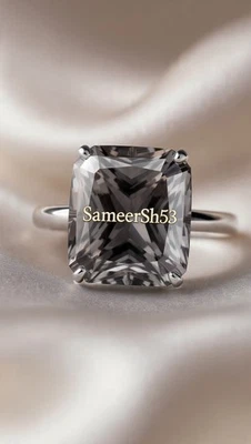 Anillo de plata cultivada en laboratorio con diamantes gris talla Asscher de 2 quilates | Con diseño Sameersh53 Foto 1 de 4
