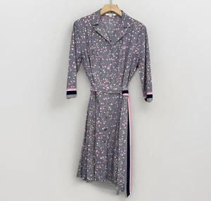 Boden Riviera Shirt Dress 16R Gray Floral Print Button Through Poplin Belted - Picture 1 of 18