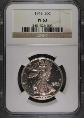1942 Walking Liberty Half Dollar PF 63 NGC, DDO. PRICE REDUCED. Can combine ship - Image 1 of 3