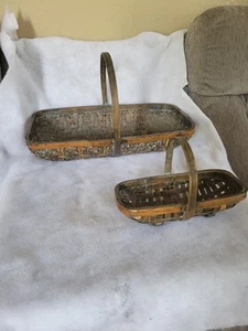 2 Wood Baskets 10 1/2" ×18" & 6 × 9 1/2" Unbranded Rectangle - Picture 1 of 5