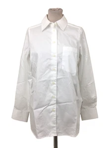 Jaeger Women's Blouse Size 8 White Pocket Curved Hem Pure Cotton L/Sleeve New F1 - Picture 1 of 11