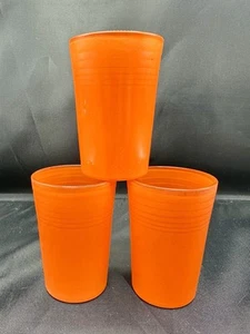 Vintage Hazel-Atlas Moderntone Orange Platonite Juice Glasses 3.5" - c. 1940s - Picture 1 of 7