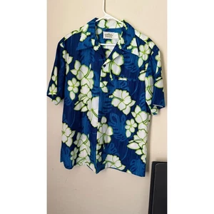 Malihini Hawaii Floral Hawaiian Shirt Tropical Resort Wear Blue XL - Picture 1 of 9