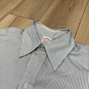 VTG Brooks Brothers Shirt Mens 15-2 Bengal Stripe Makers Made In USA 6 Button - Picture 1 of 5