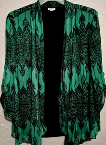 Rebecca Malone Plus Women's 3X Pullover Waterfall Front Blouse Emarald Green - Picture 1 of 8
