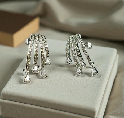 Orecchini in Ottone Per Donna Zirconi Luminosissimi Anallergici Nickel Free - Immagine 1 di 4