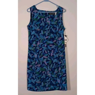 Vestido recto Sag Harbor sin mangas estampado pequeño azul verde carrera talla 10P nuevo con etiquetas Foto 1 de 4