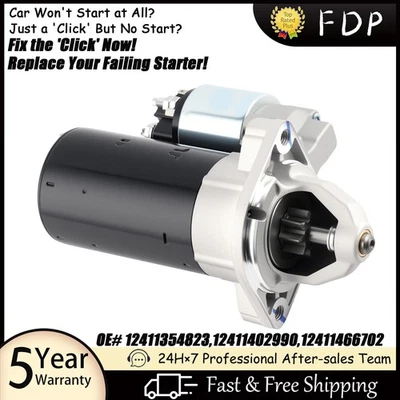 Starter For  BMW 3-Series 5-Series  E46 E85 E90 M3 X3 Z3 Z4 9 Teeth 1.4KW 17702 - Image 1 of 4