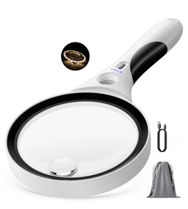 Rechargeable Magnifying Glass with Light - 10X 20X 45X Illuminated Magnifier ... - Bild 1 von 7