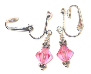 ROSA Kristall Ohrringe Sterlingsilber OKTOBER Geburtsstein Swarovski Elements - Bild 1 von 5