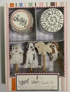 MERI MERI WOOF WOOF CUPCAKE KIT, 24 CASES, 24 ASSORTED TOPPERS, NEW - Picture 1 of 1