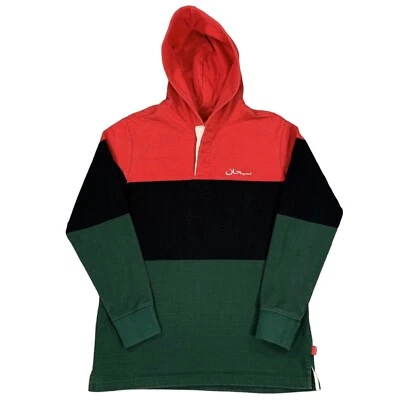 Supreme FW15 Árabe Rojo Verde Rayas Capucha Rugby Camisa Sudadera Talla Mediana Foto 1 de 3
