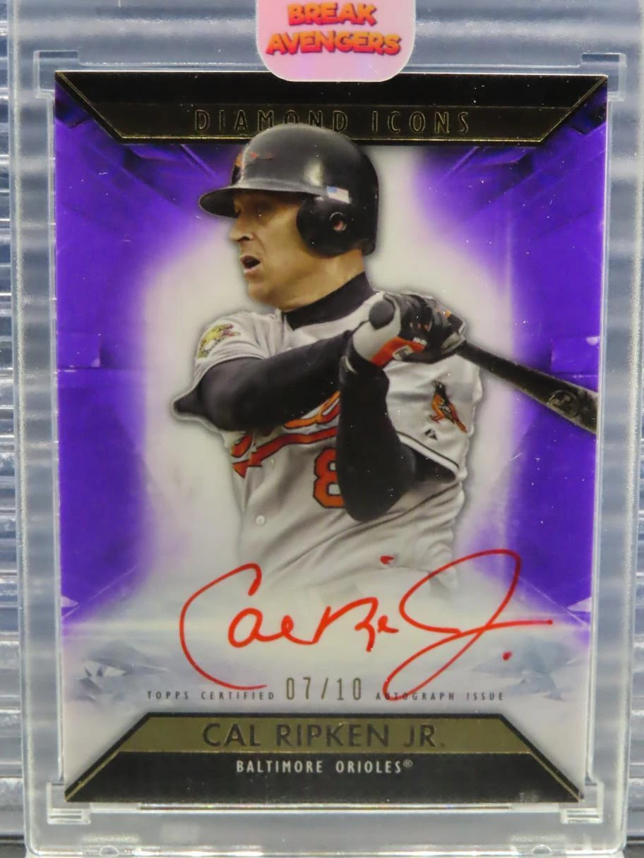 2019 Diamond Icons Cal Ripken Jr Purple Red Ink Auto Autograph #7/10 Orioles