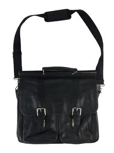 Wilsons Leather Pelle Studio Messenger Bag Unisex Black Detachable Strap Divider - Picture 1 of 11