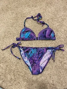 Venus Swim Suit 2 String Bikini Tropical Purple Women’s Sz 8 Bottom Sz B Top - Picture 1 of 6