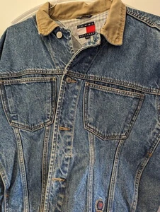 Vintage Tommy Hilfiger Denim Trucker Jacket Mens M Acid Wash Jean - Picture 1 of 4