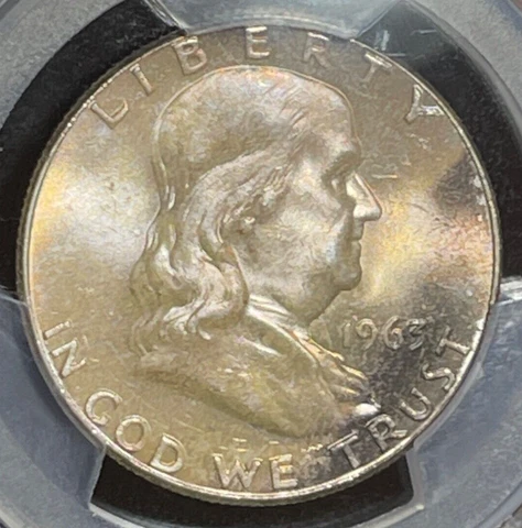 1963 MS66 PCGS FRANKLIN SILVER HALF SUPERB GEM ALBUM TONED GOLD SHIELD Cover