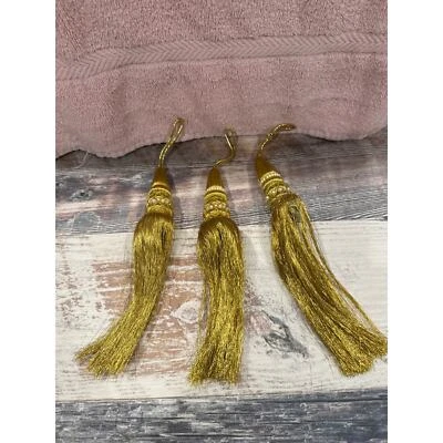 Juego de 3 borlas decorativas vintage, borlas estilo antiguo, oro con perlas Foto 1 de 3