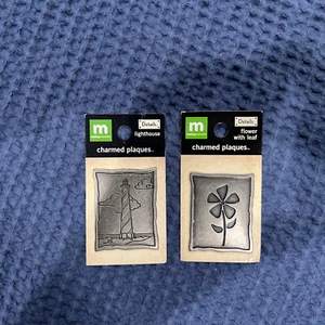 New Making Memories charmed plaques lighthouse & flower with leaf - Picture 1 of 4