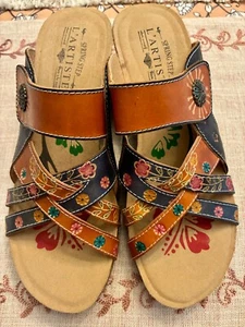 Nuevo Spring Step l'Artiste Mujer Zapatos Talla Eur 40 Azul Multicolor Cuero Cuña - Imagen 1 de 8
