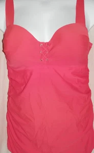 Swim by Cacique Tankini Top /Built In Bra Sz. 40 DD Bright Watermelon Pink - Picture 1 of 14
