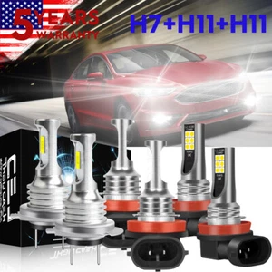 For Ford Fusion 2006-2016 6000K LED Headlights High&Low Beam Fog Light Bulbs Set - Picture 1 of 16