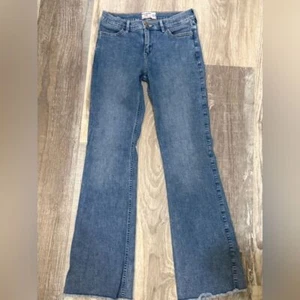 Abercrombie Kids High High Flare Medium Wash Raw Hem Jeans 15/16 - Picture 1 of 6