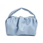 Women Cloud Handbag Solid Color PU Leather Pleated Underarm Makeup Tote Bags DE