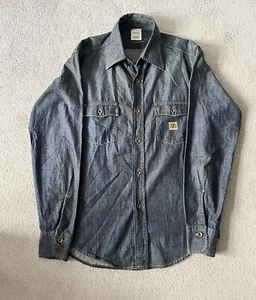REPLAY Jeans Stonewash Denim Shirt Mens Large Y2K Back Logo Made In Italy - Picture 1 of 15