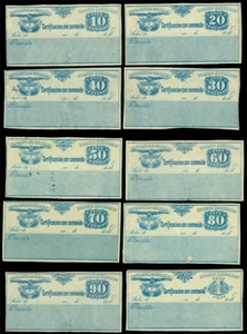 COLOMBIA 1890 "CUBIERTAS" Insured Letter Stamps set Scott# G10-G19 mint MH - Picture 1 of 3