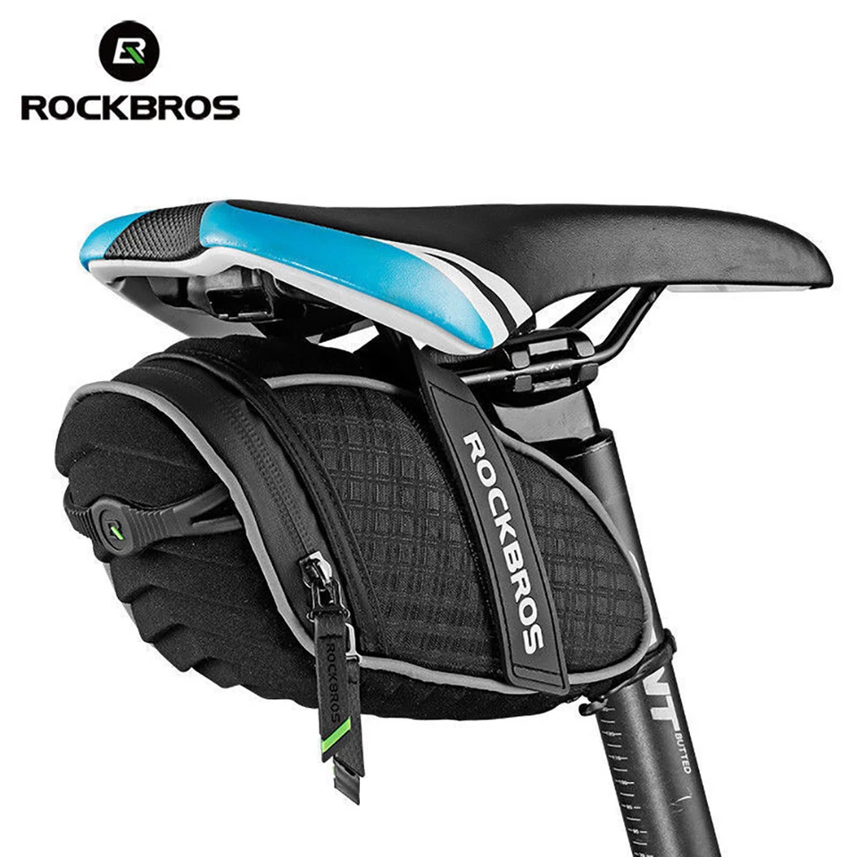ROCKBROS Rear bags Rainproof Saddle Seat Bag Reflective Rear Seatpost Bag Black - Image 1 of 1