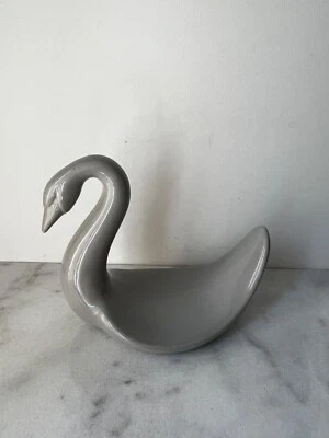 VINTAGE SWAN SOAP DISH CERAMIC Gray GLOSS GLAZE RETRO - Image 1 of 3