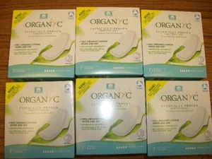 6 Boxes Organic Cotton Feminine Pads Super Flow 7 pads in each (42) Overnight - Picture 1 of 5