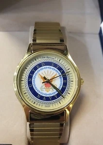Jules Jurgensen United States Navy Uhr 2035 Quarz Goldton Neu im Karton (graviert) - Bild 1 von 8