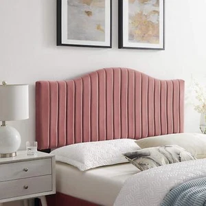 Modway Brielle Channel Tufted Performance Velvet Headboard, Twin, Dusty Rose - Picture 1 of 9
