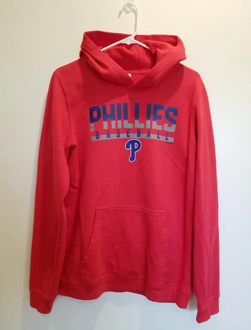Philadelphia Phillies Baseball Youth XL Hooded Sweatshirt Cotton Poly Red Cover
