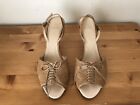 GIVENCHY Italy Womens sz 38.5 US 8 TAN LEATHER TIE HEELED SLINGBACK SANDALS 