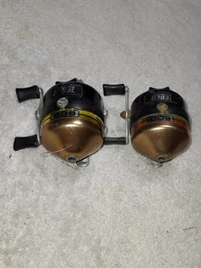 VTG Lot Of 2 - Zebco 600 Spin casting Reel Copper Black Model. USA Tested Works - Picture 1 of 9
