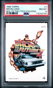 1989 Topps Back To The Future II Stickers #1 Movie Logo PSA 8 NM/MINT DeLorean - Picture 1 of 2