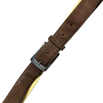 Marco Valentino Men’s Suede Leather Belt Brown 46 Genuine Leather Buckle - Image 1 of 4