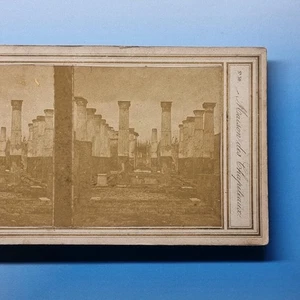 Naples Stereoview C1860 Real Photo Italy Pompeii View Of The Volcano Ruins - Imagen 1 de 3