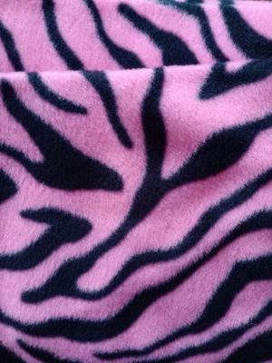 1 1/2 Yards of Pink & Black Zebra Print Fleece Material 60" Wide Crafts Sewing - Image 1 of 3