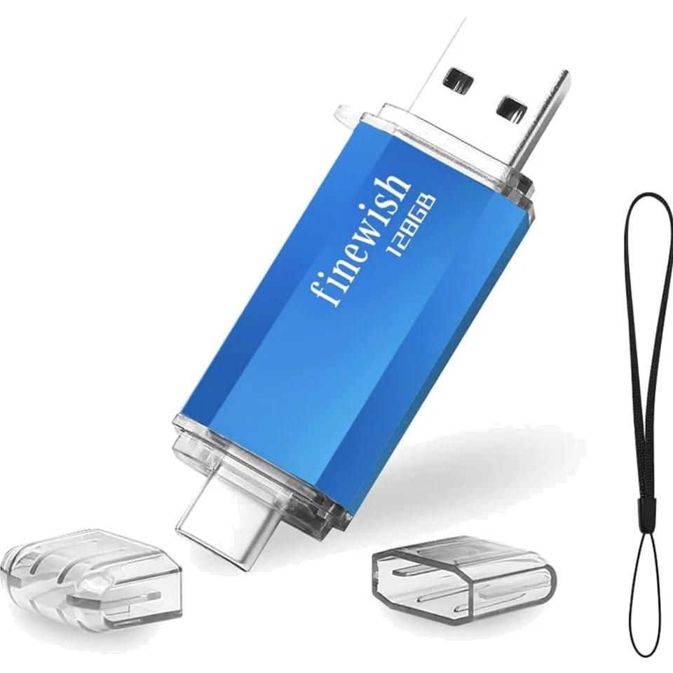 USB Stick, 128GB, Type C, USB 2.0, Tragbar, Daten Speicher, Blau - Bild 1 von 1